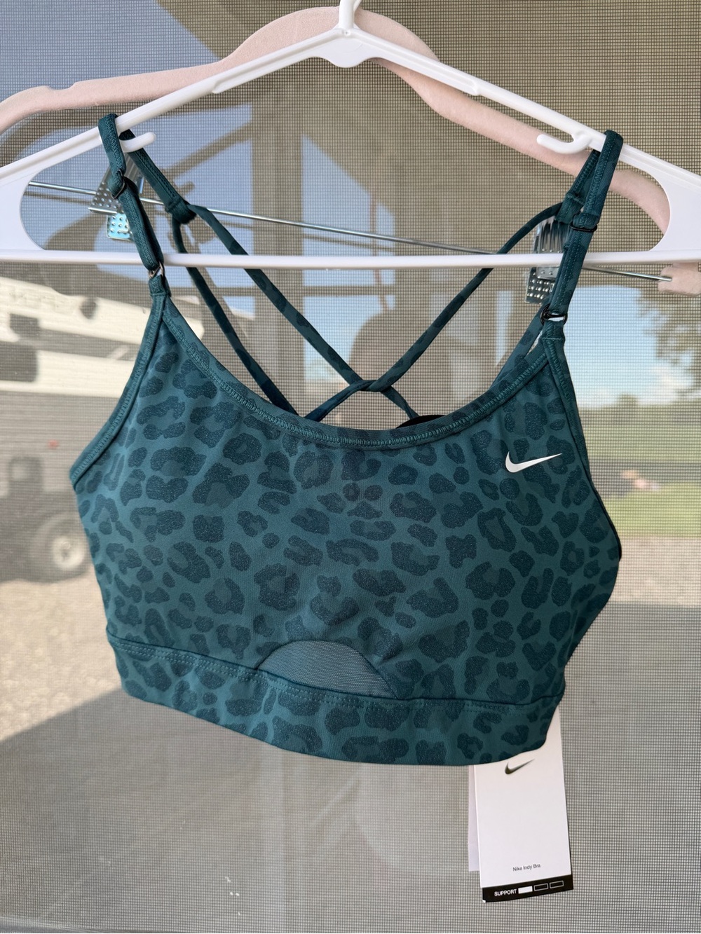 Nike Dark Teal Leopard Strappy Sports Bra